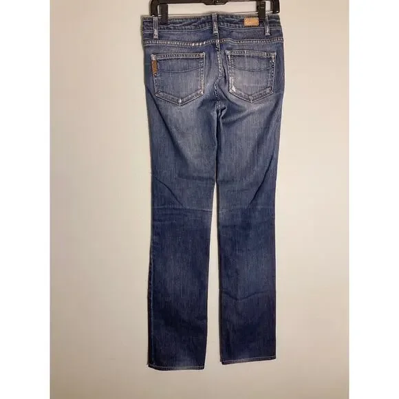 Paige Melrose Straight Leg Jeans Medium Wash Sz 28 ~ 32.5 Inseam Long Legs Here! - Picture 2 of 5